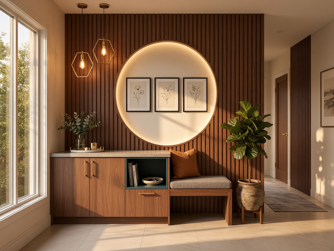 Fluted walnut entry console