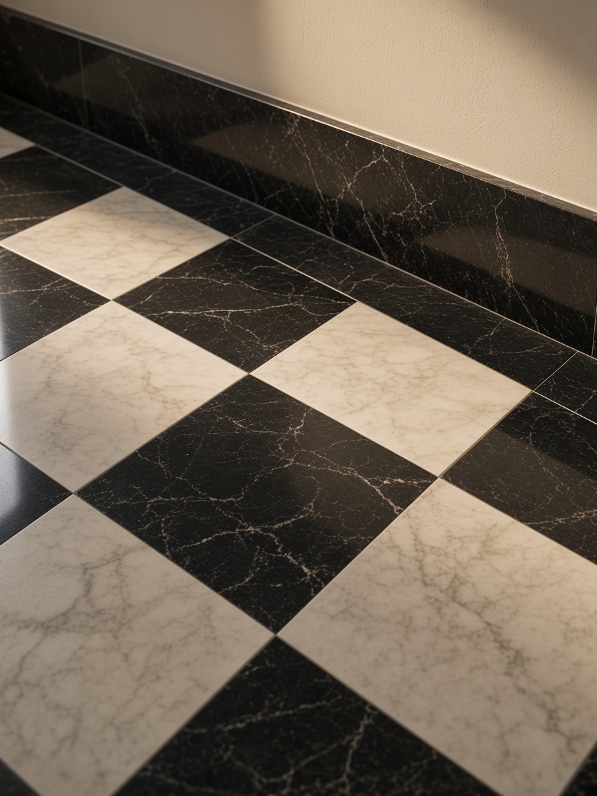 Checkered hall flooring, European style