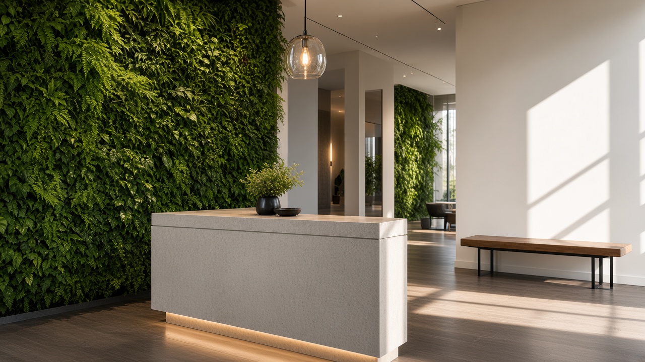 Office entrance greens and reception