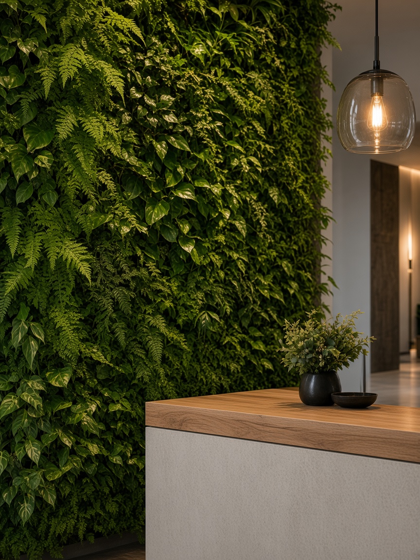 Office entrance greens and reception