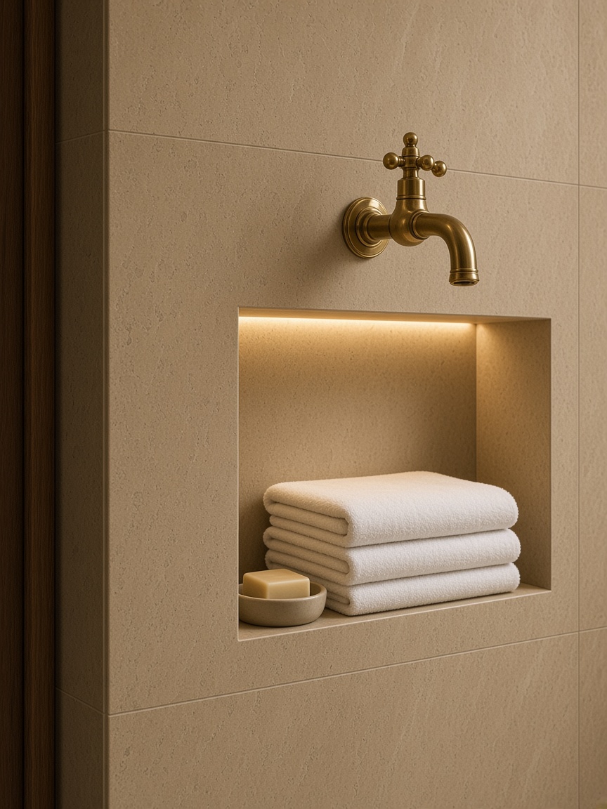 Washroom wall and niche