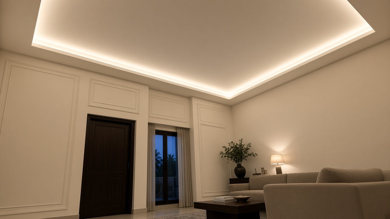 Ceiling and cove for a hall