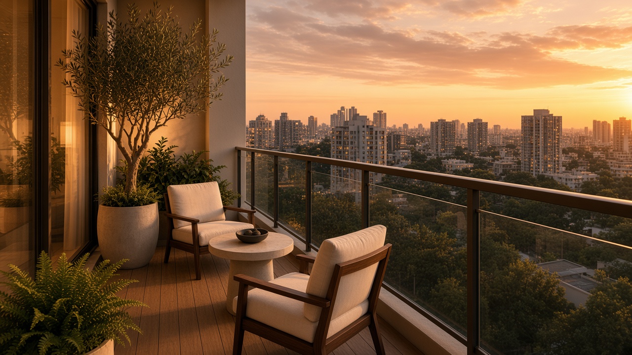 Premium balcony patio with chairs and table