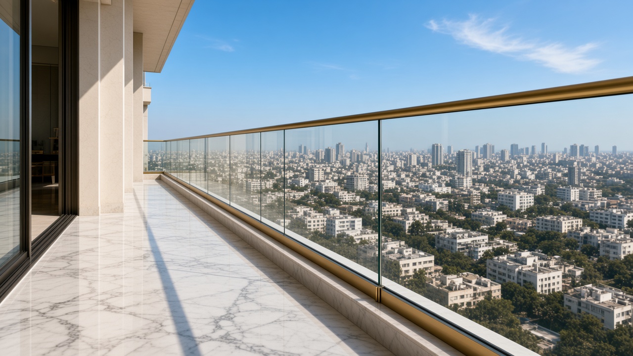 Balcony glass rail