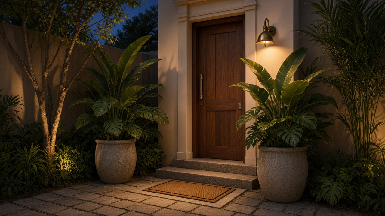 Decorated entrance with plants